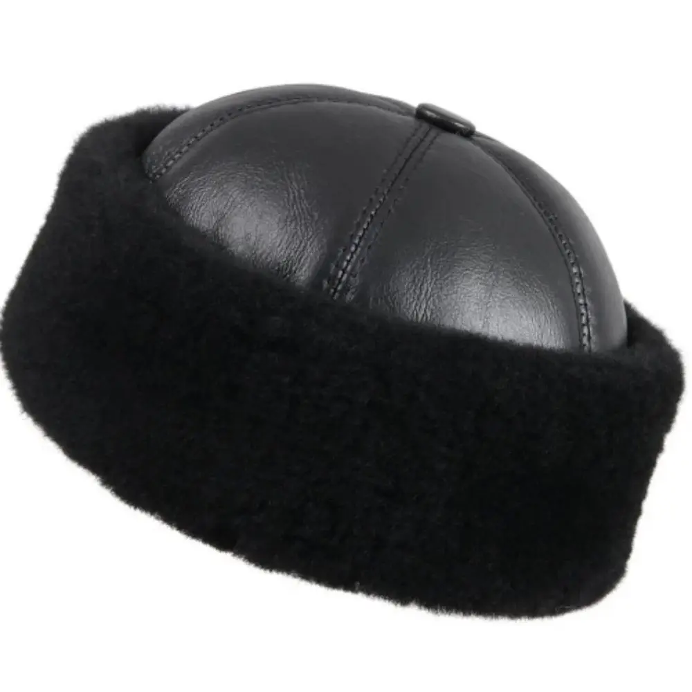 Round Warm Sheepskin Shearlin Leather Hat Sheepskin Hat Turkish Hat Anatolian Hat % Original lamb leather hat fur hat