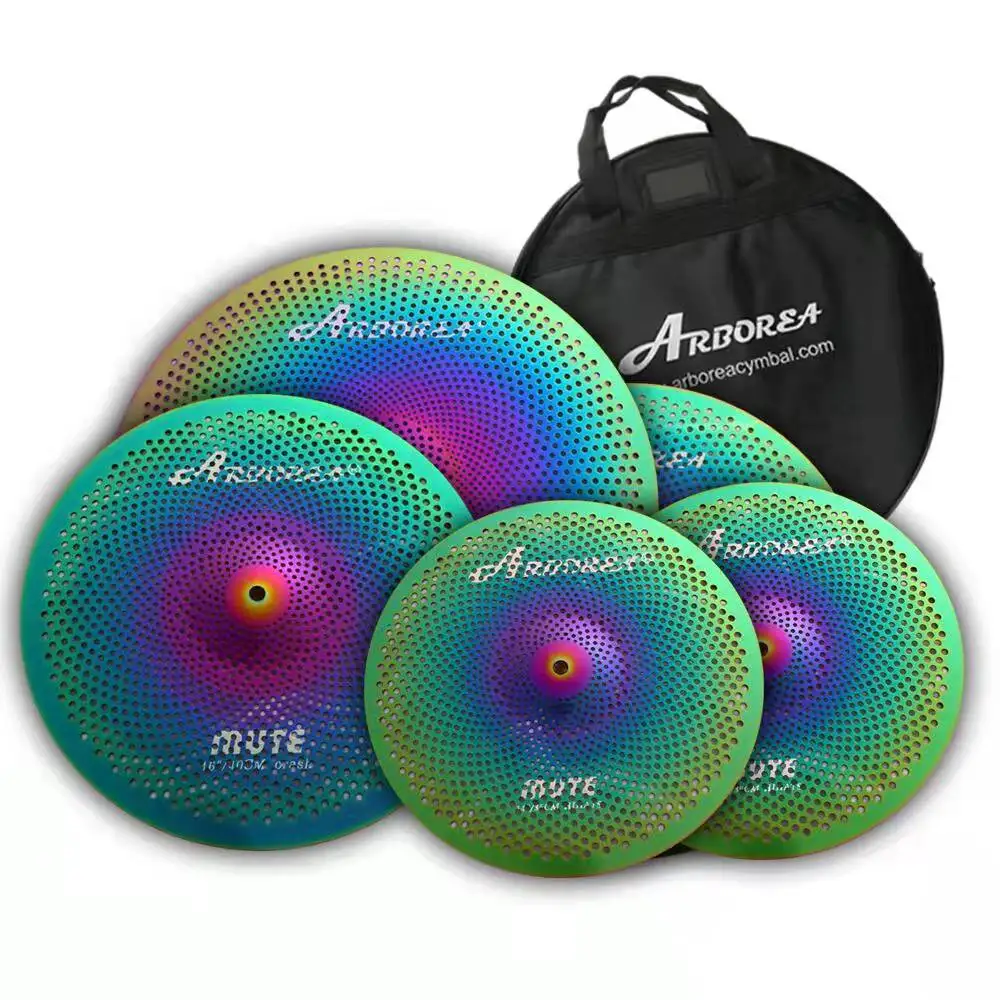 

Arborea Colorful Low Volume Cymbal Pack Silent Cymbals For Practice 5 PCS 14/16/18/20 Best Choice For Drummers and Beginners