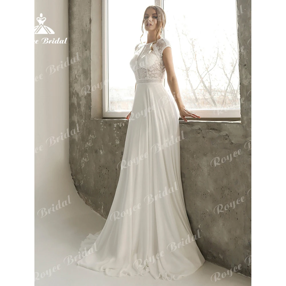 Flowing Maxi Dress With An Amazing Train Made Of High-Quality Chiffon And Lace Luxurious Wedding Dress Vintage Bridal Gowns