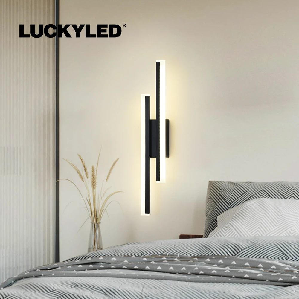 LUCKYLED Led Wall Lamp 12W AC85-265V Wall Light Fixture Bedside Bedroom Aisle Background Wall Sconces Morden Indoor Lighting