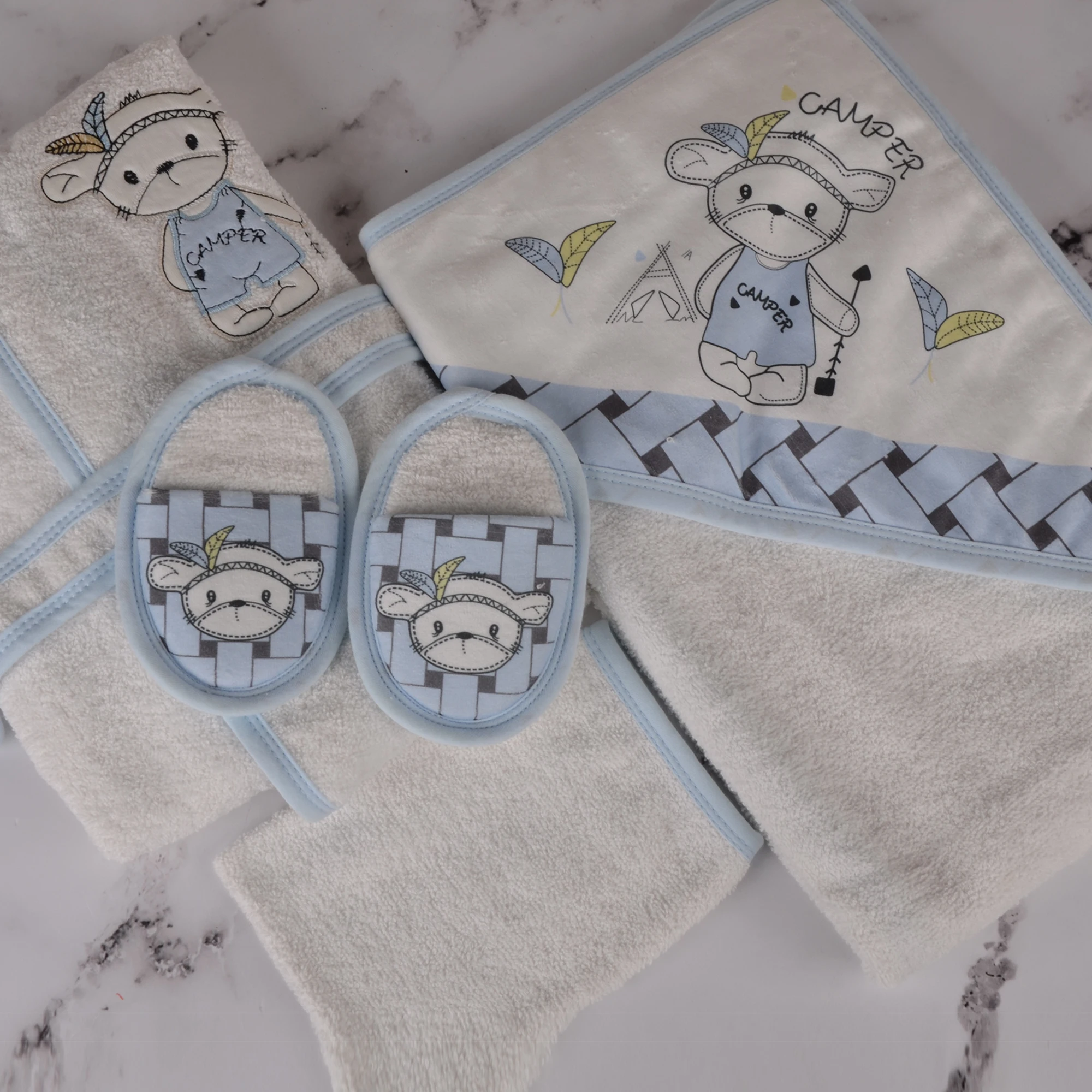 Baby Hooded Bath Towel Set Children Girl Boy Robe Cartoon Bathrobes Wrap Newborn Long Sleeve Slipper Toddler Baby Clothing Gifts