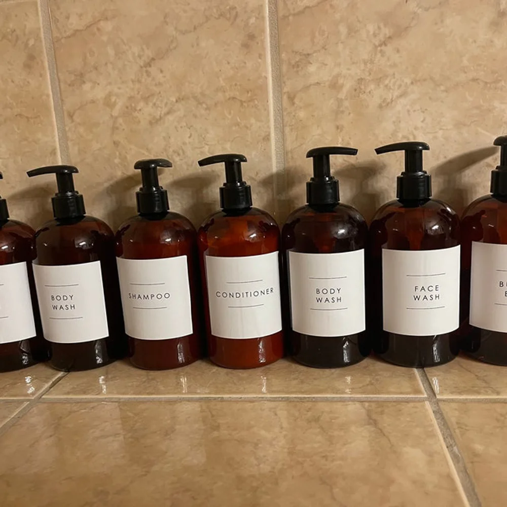 Personalized Hand Soap, Personalized Minimalist Water Resistant Labels, Shampoo Conditioner Dish Soap and Bathroom, Modern Label