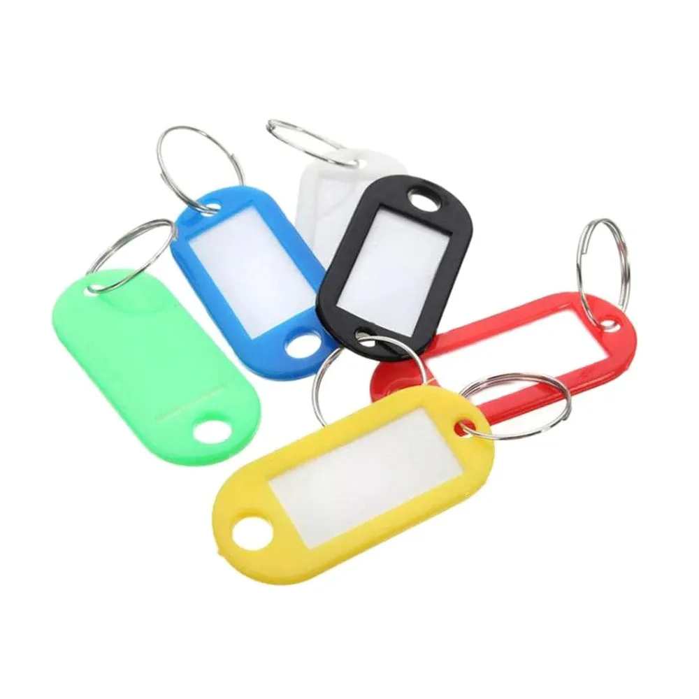 Bachang®6 pcs/lot Mix Color plastic tags for keychain ID tag name tags with ring