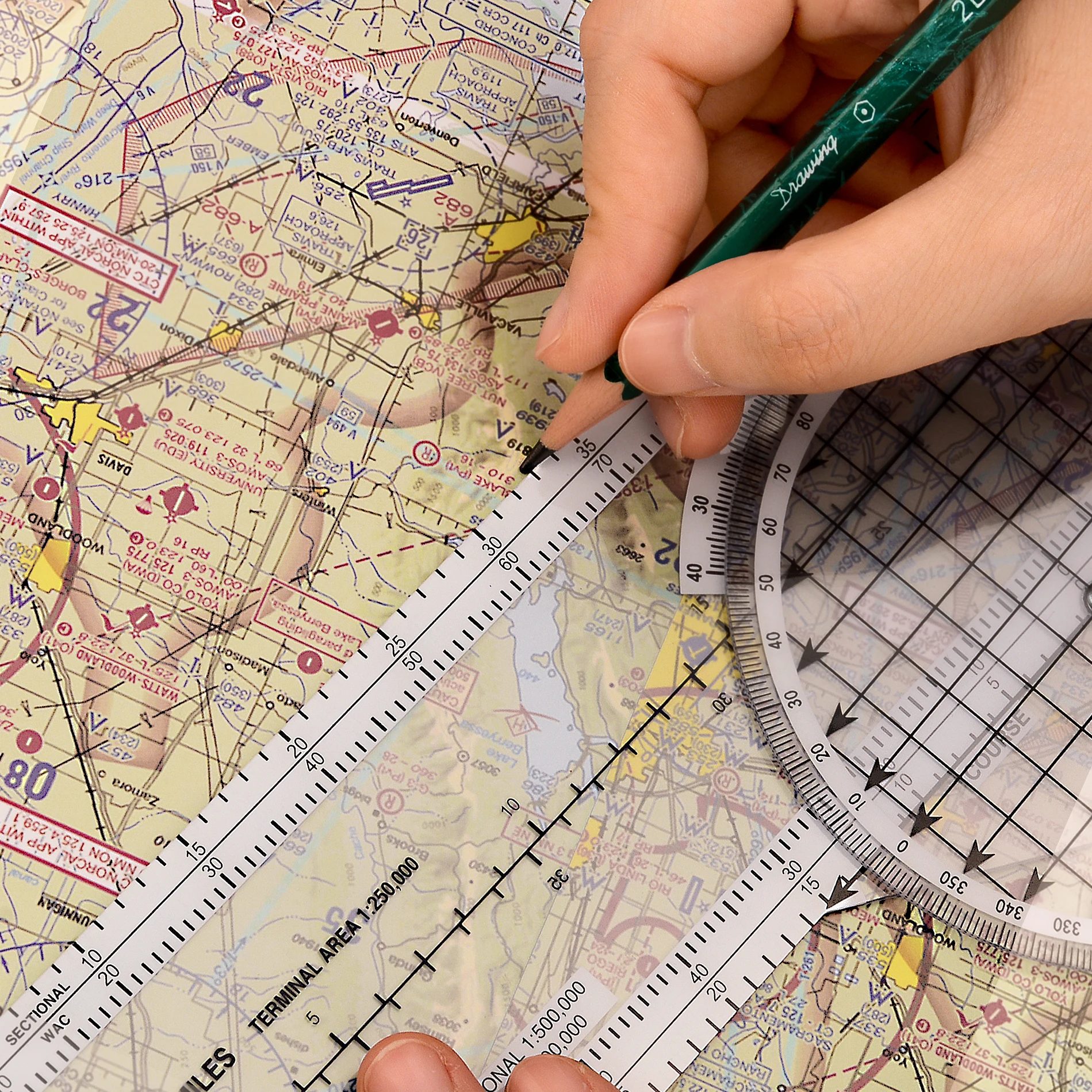 Kunststoff Luft Pilot Flight Training Nautische Meilen Azimut Ultimative Rotierenden Navigation Plotter