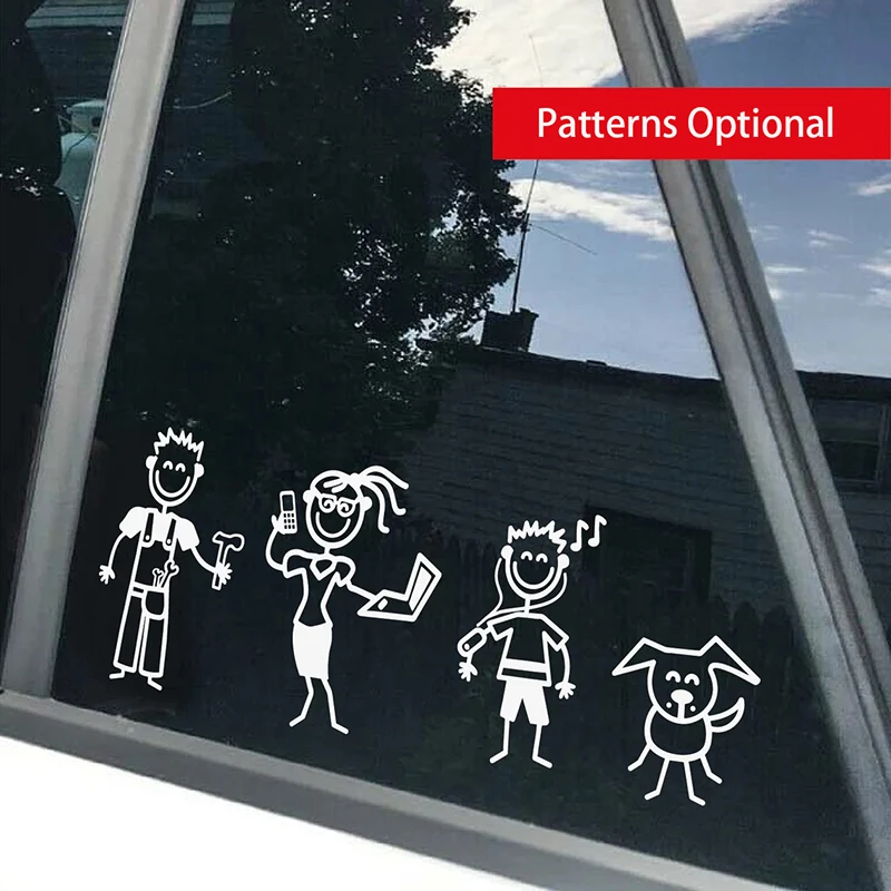 Diy Cartoon Familie Auto Aufkleber, Auto Fenster Stoßstange Vinyl Lustige Aufkleber Aufkleber, Hunderte Figuren Optional, Vater Mutter Sohn Haustiere