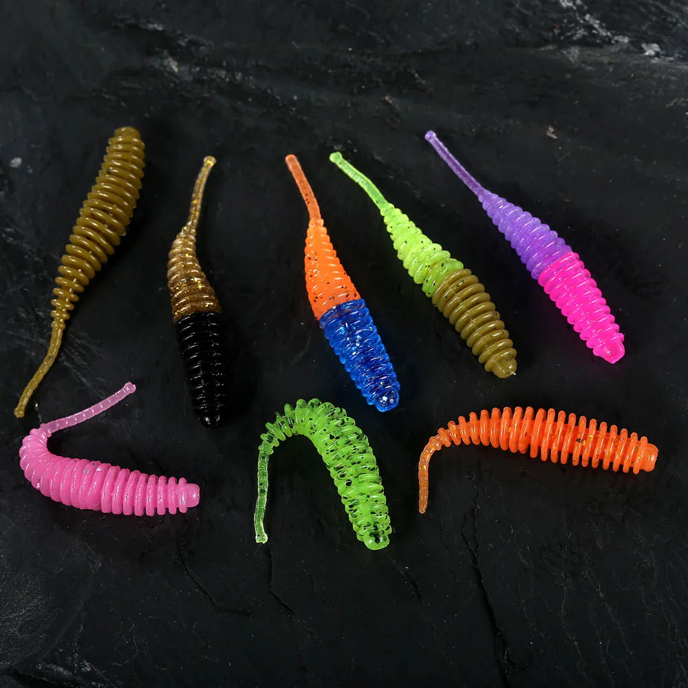 FSTK Fishing Soft Trout Lure 55mm 0.8g 20Pcs Sea Silicone Bait Wobbler Artificial Swimbait Pesca Artificial Worm Baits for Trout