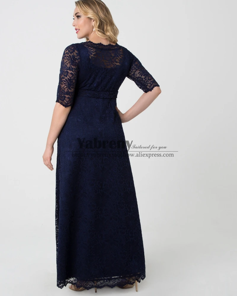 Plus size Navy Lace Evening Dresses for Mother of the Bride