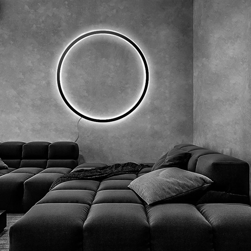 Lámparas de pared Led de círculo de anillo Simple, accesorio de iluminación interior, decoración de sala de estar, dormitorio, mesita de noche, pasillo, luna