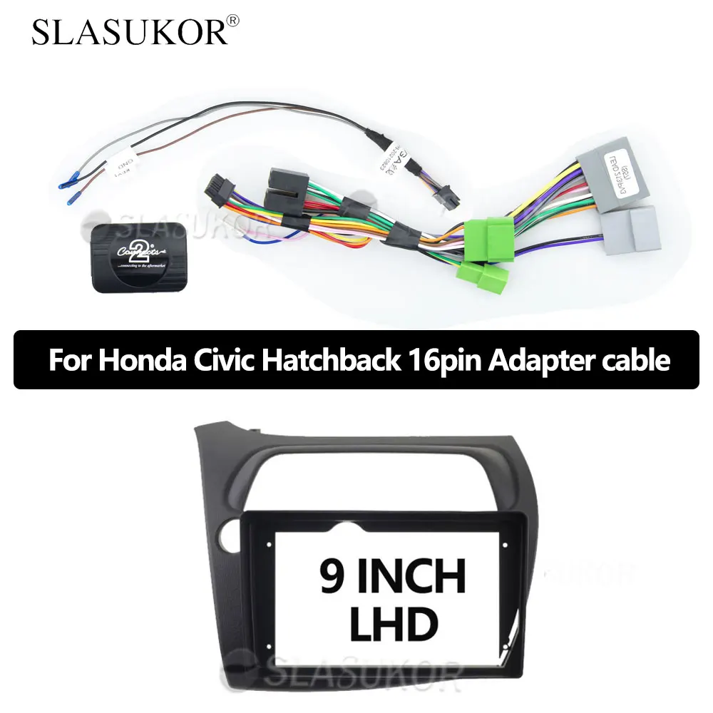 Android Radio Cables Wries For Honda Civic Hatchback 16pin Adapter cable 2006+ For Citroen Buick Peugeot ISO Power Cable 16 Pins