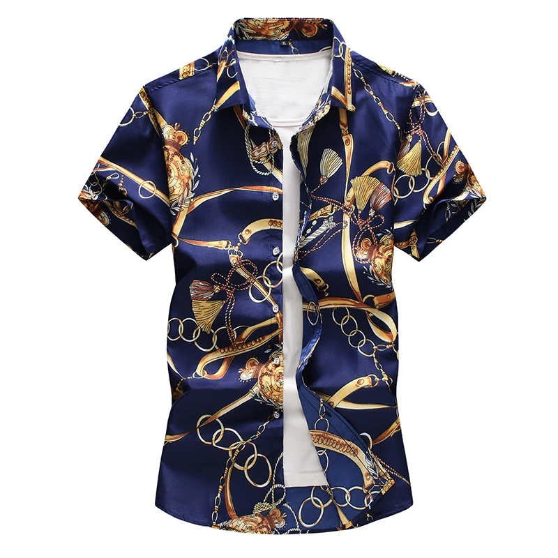 5XL 6XL 7XL Shirt Men Summer New Fashion Personality Printed Short Sleeve Shirts Men 2023 Casual Plus Size Beach Hawaiian Shirt