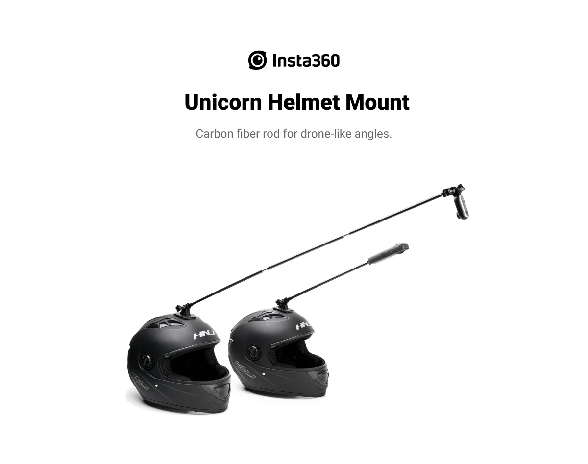 Insta360 Unicorn Helmet Mount (New Version) for ONE X2, ONE R, GO2(must be assembled with the Carbon Fiber Extension)