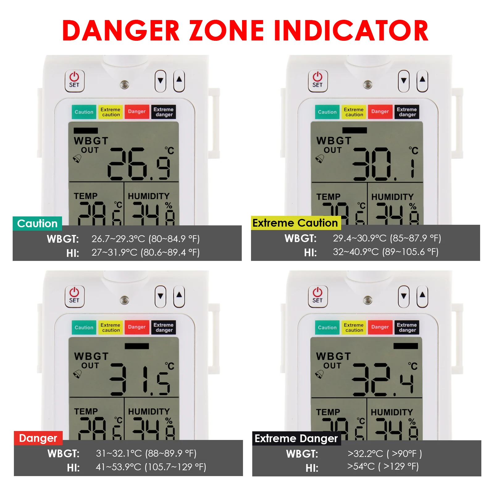 Digital Handheld 2-in-1 Heat Index Checker Wet Bulb Globe Temperature Meter Audible Alarm Indicator for Boiler Rooms Mining Site image 4