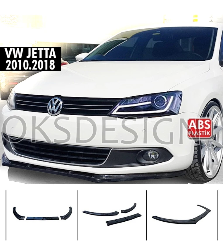 ForVolkswagen VW Jetta MK6 2010-2018 Car Front Bumper Lip 3 Piece Black Splitter Diffuser Lip Body Kit Spoiler Bumpers