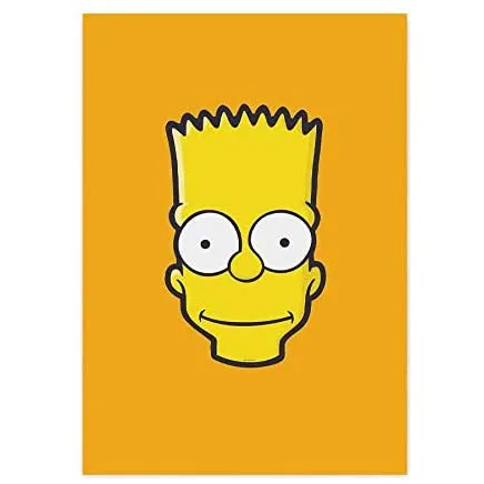 Placa Decorativa Rosto Bart Simpson Fundo Mostarda