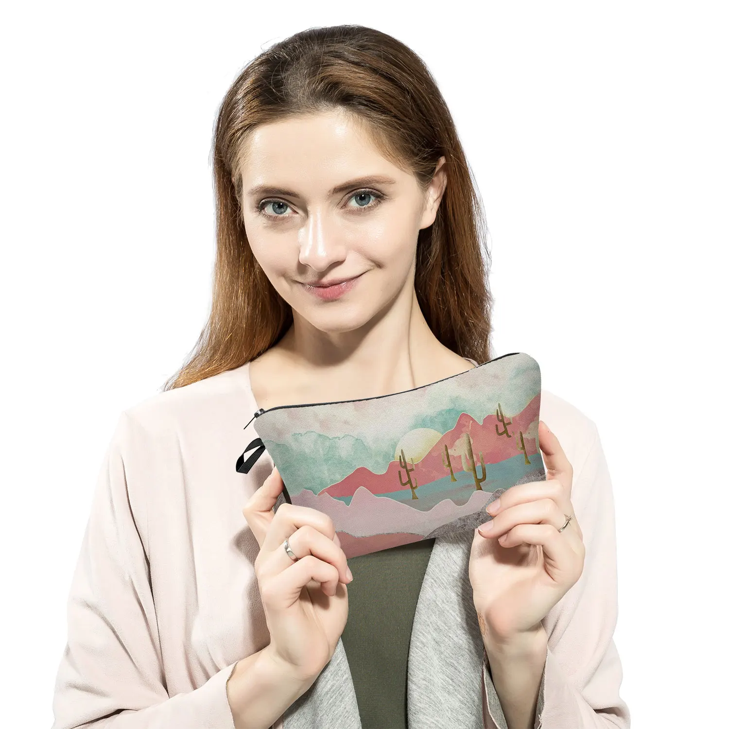 Landscape Printing Cosmetic Bag Women Storage Bag Travel Pouch Makeup Bag Fashion Coin Purse Child Pencil Case Custom Pattern