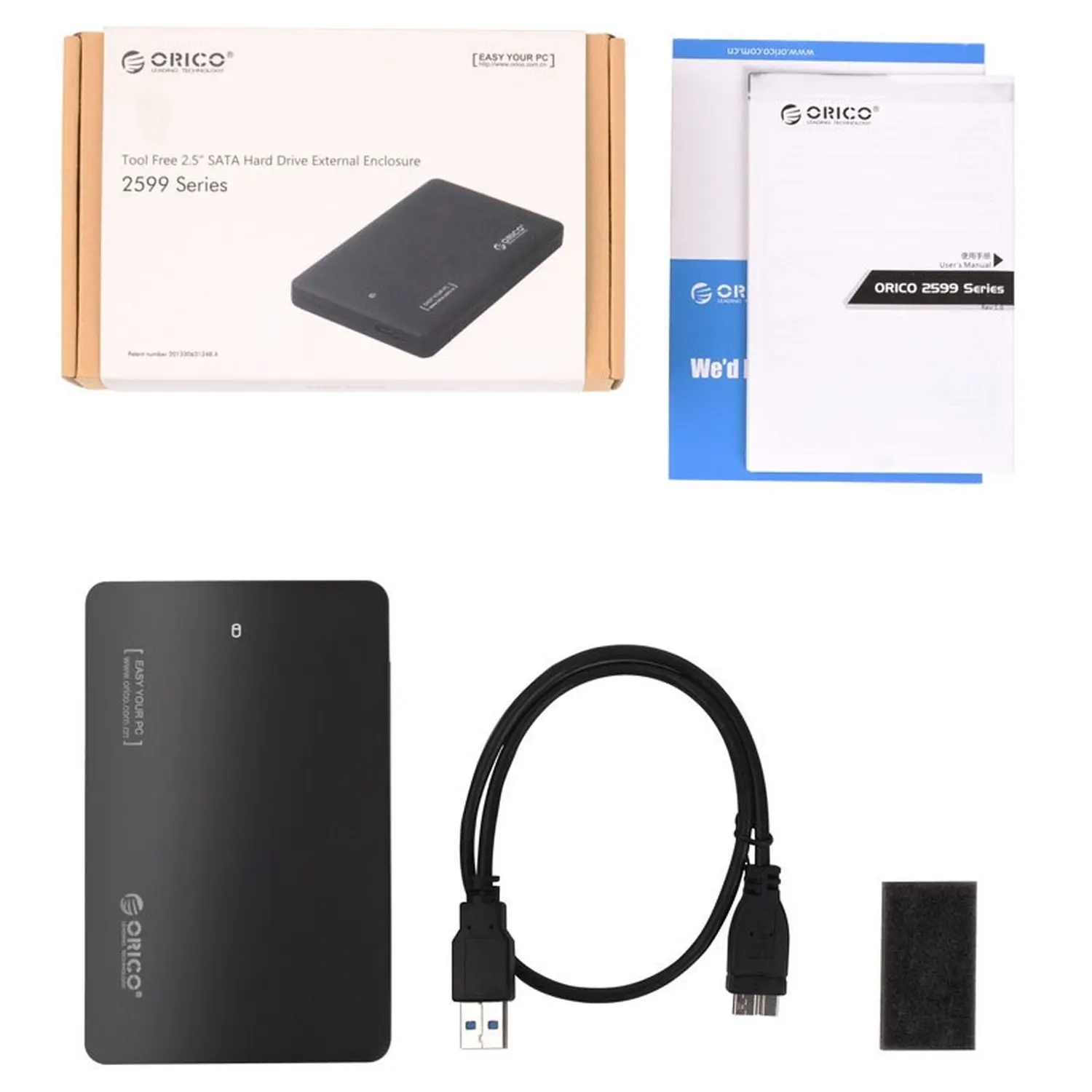 Externer Box USB3.0-Anschluss für 2,5-Festplatten
