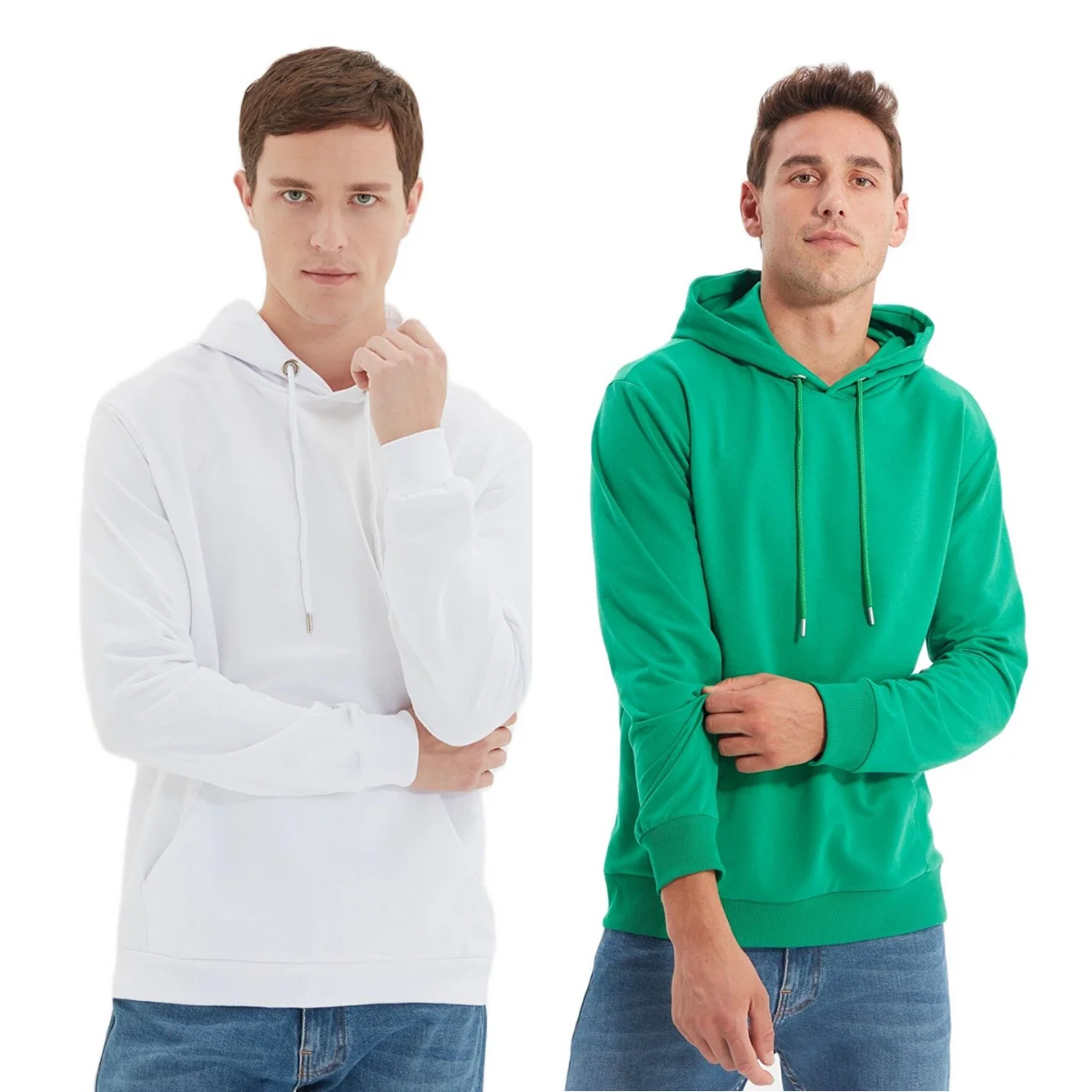 Men's Hoodies Slim Fit Kangaroo Pocket Long Sleeve Hooded Sweatshirt Sport Embroidery Casual Warm Solid Color Autumn Winter