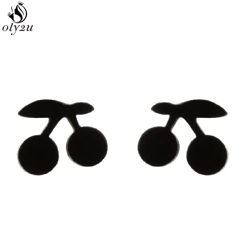 Bohemia Plant Stainless Steel Earrings Women Fashion Apple Cherry Leaf Mushroom Flower Stud Earring Piercing Jewelry Wholesale