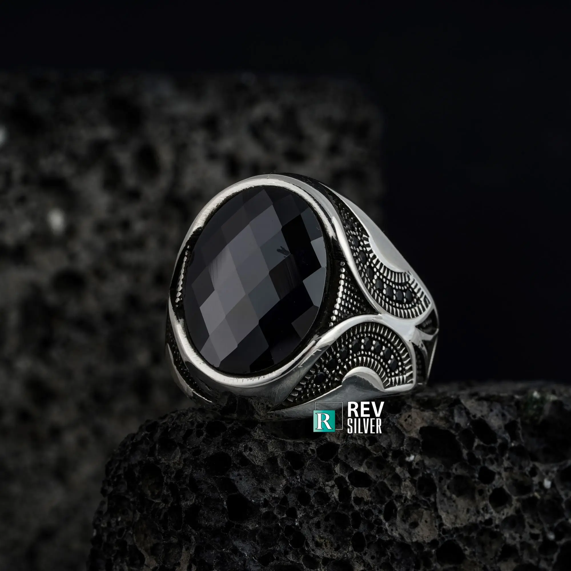 Turquoise Stone 925 Sterling Silver Ring for Men Zircon Stone High Quality Fine Jewelry Gift Made in Turkey Gifts All Size Onyx