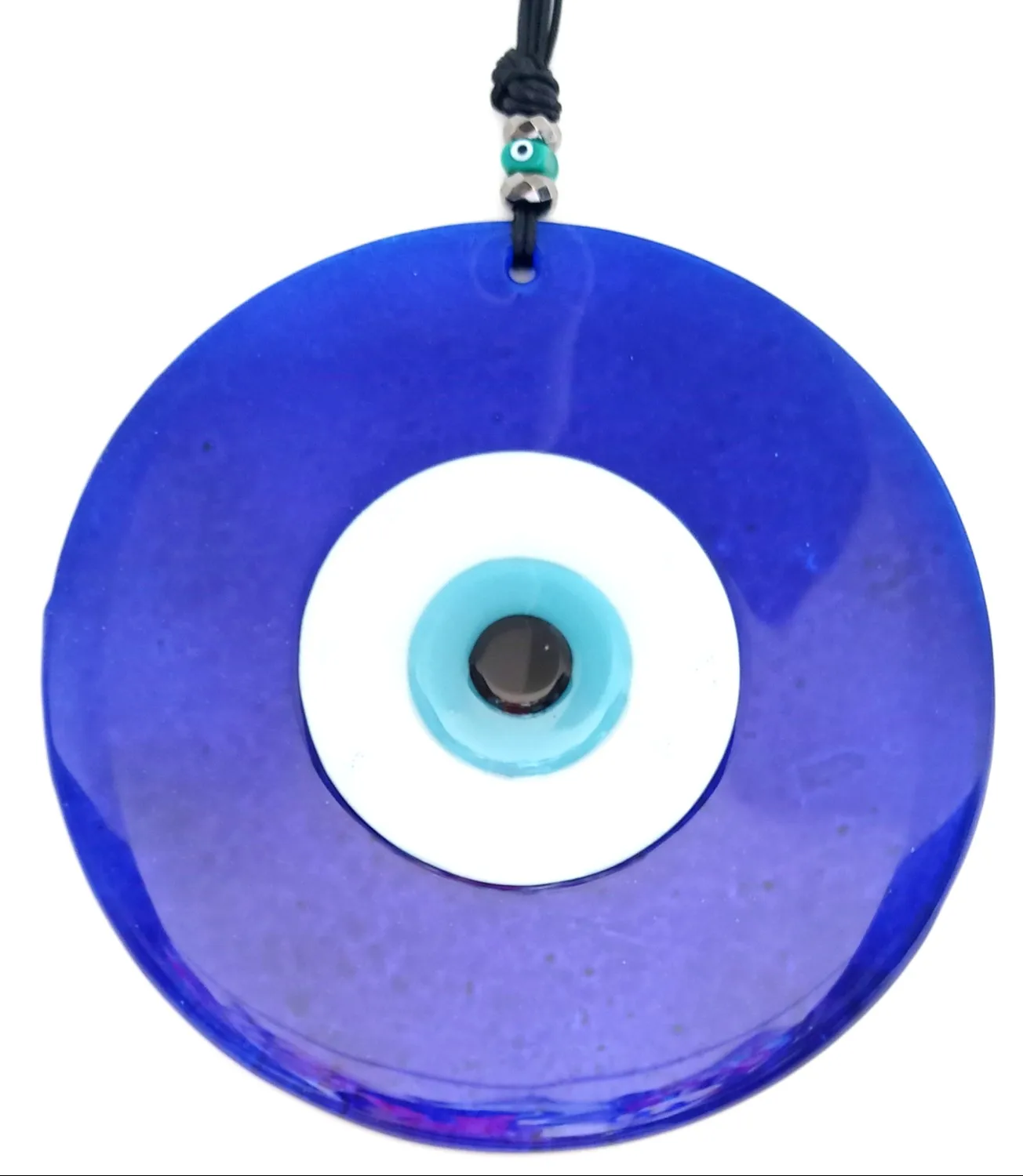 20 Centimeter Handmade Glass Wall Ornament With Blue Color Evil Eye Beads