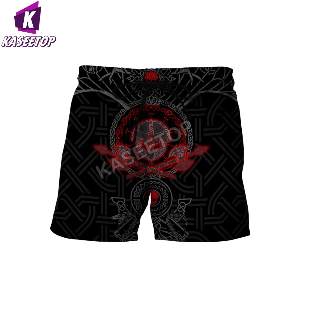 2022 Viking Summer Casual Shorts Men Beach Breathable Quick Dry Loose Shorts Men's Fashion Print Short Pants Couple Shorts Male