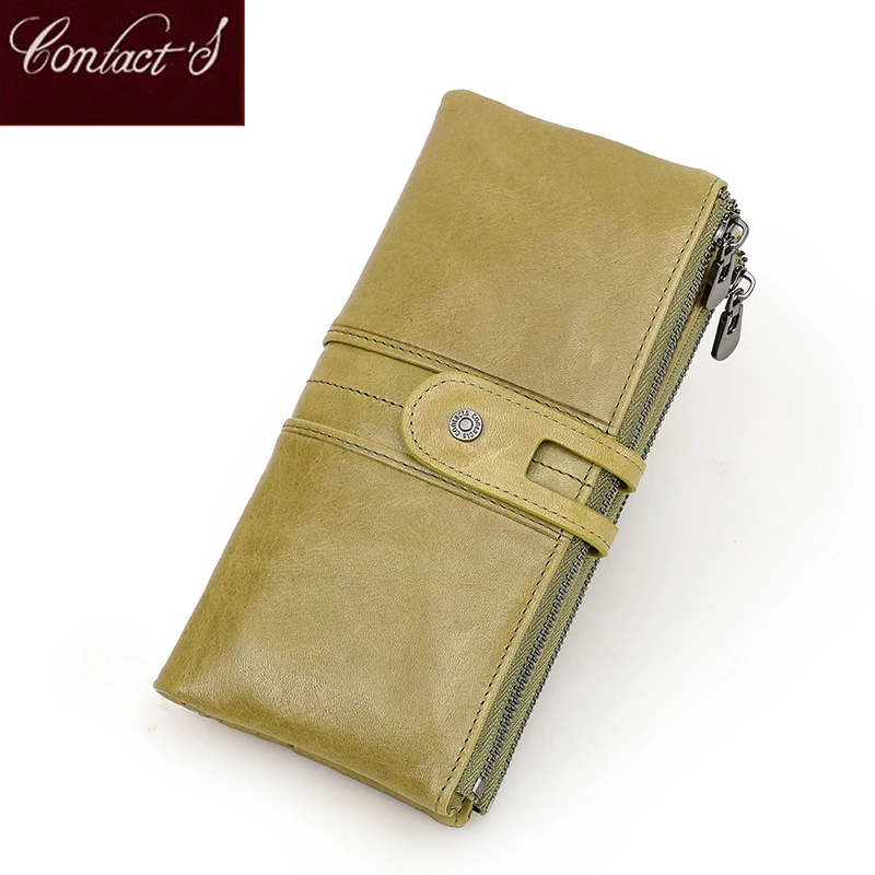 Contact'S Genuine Leather Wallet Women Long Brand Female Wallets Phone Clutch Bag Fashion Ladies Purse Coin Card Holder