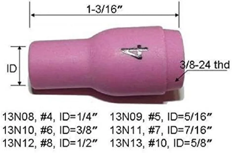 RIVERWELD 10pcs TIG Alumina Nozzle Shield Cup Assorted Size Kit 13N-13 Fit SR WP 9 20 24 25 TIG Welding Torch