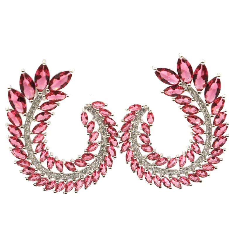 

Роскошные серьги из стерлингового серебра 925 пробы, 37x29 мм, 9,3 г, розовый малиновый родолит, гранат, перидот, синий топаз, цитрин CZ