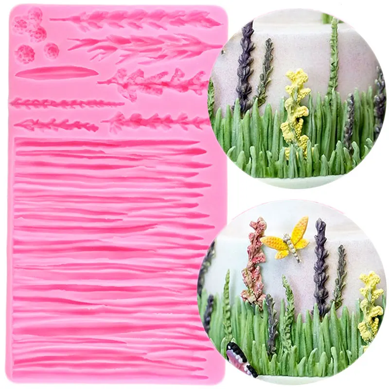 Wild Meadow Silicone Mould Lavender Cake Border Fondant Baby Party Decorating Tools Candy Chocolate Gumpaste Molds