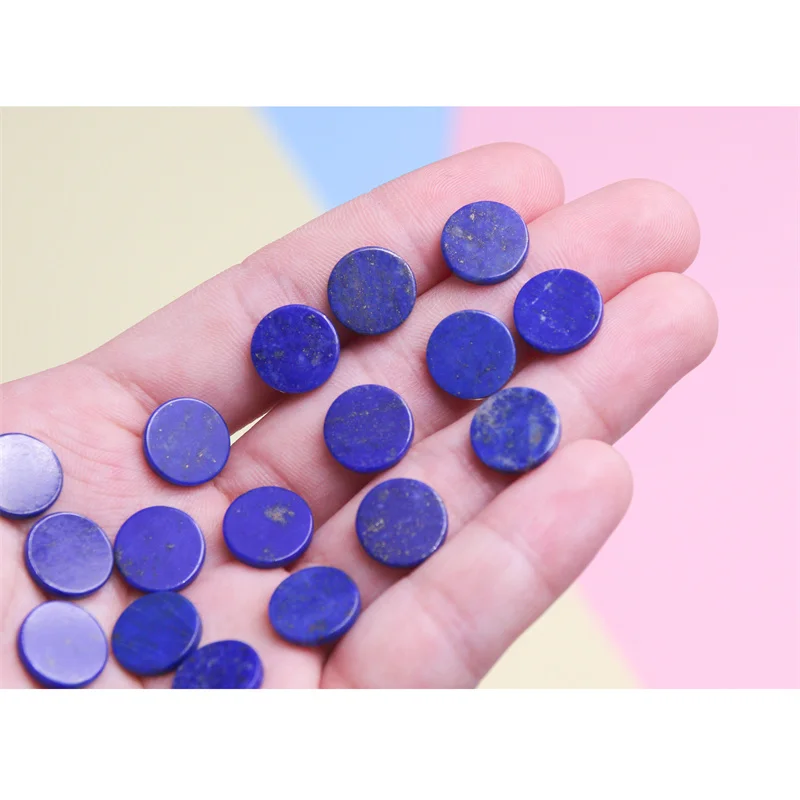 5pcs Lapis Lazuli Cabochon Disc Flat Round Rondelle 8-25mm Natural Mineral Semiprecious Stone For Jewelry Making Pendant Ring