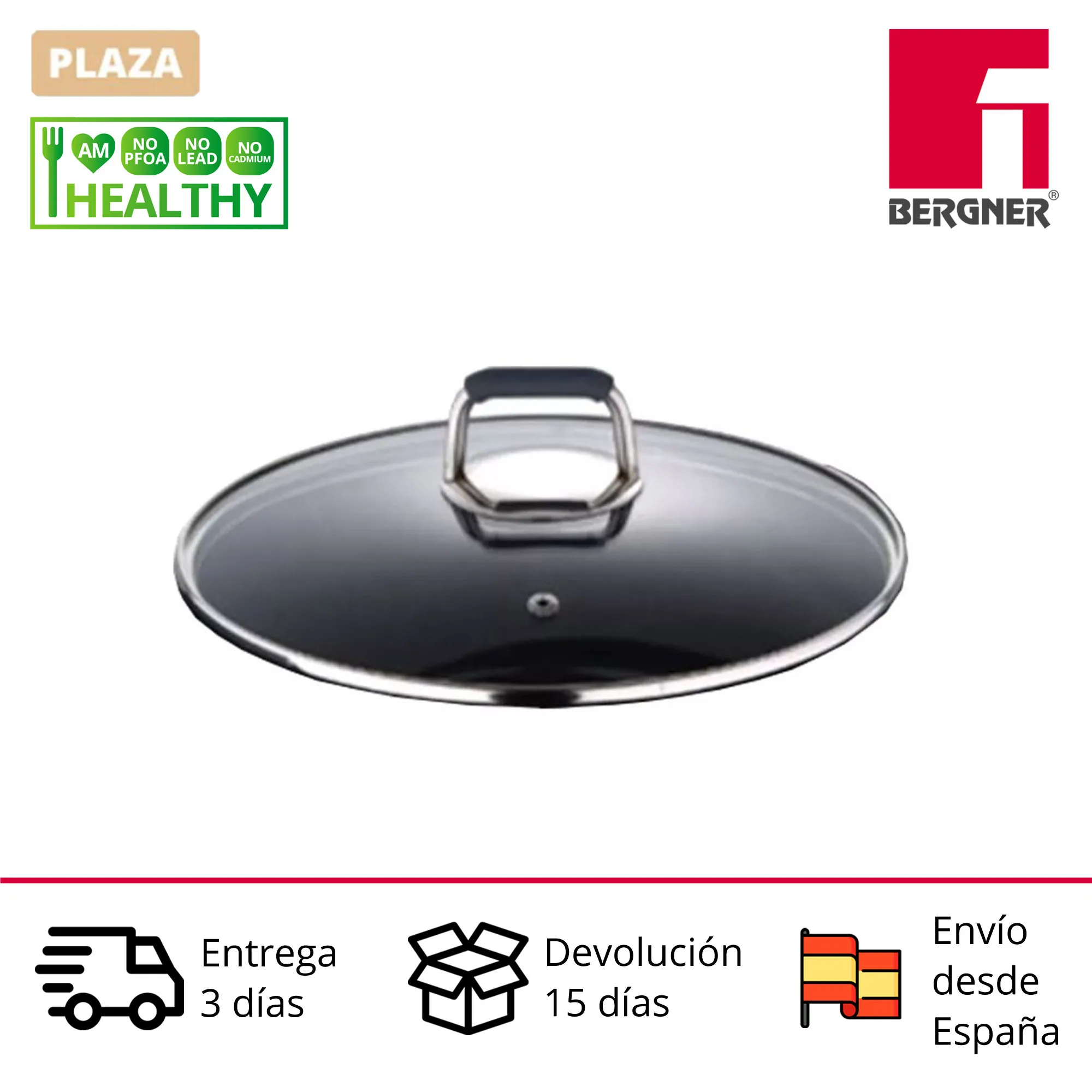 32cm BERGNER lid, made of Titan glass, with stainless steel knob