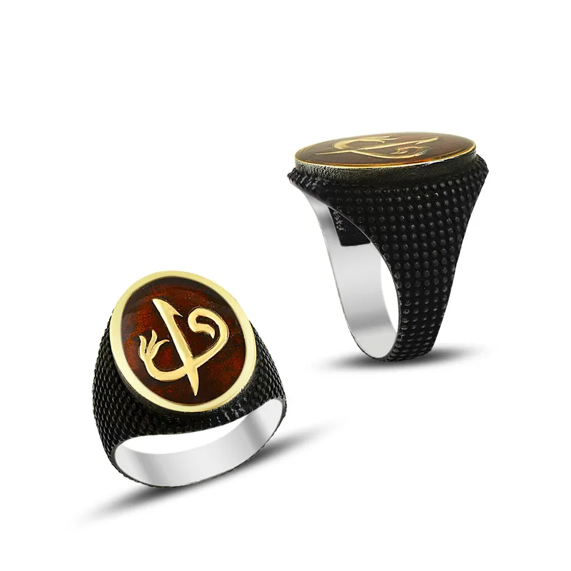 925 Silver Exclusive Handcraft Arabic Letter Printed Men Rings