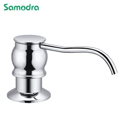 Samodra-dispensador de jabón líquido con botella, cabezal de bomba de latón cromado/níquel para fregadero de cocina, accesorios de cocina