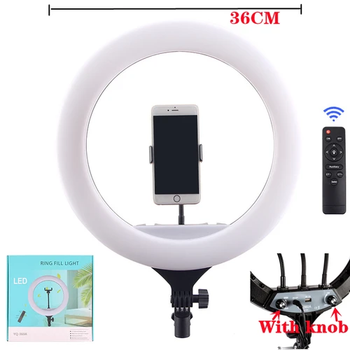 Imagen 2 del producto Anillo de luz LED de 14 pulgadas para fotografía, iluminación con soporte para teléfono inteligente, Youtube, maquillaje, estudio de vídeo, trípode