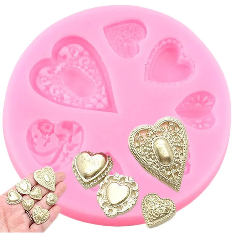 Love Gem Diamonds Silicone Mold Wedding Fondant Cake Decorating Tools DIY Heart Shape Baking Molds Candy Clay Chocolate Mold