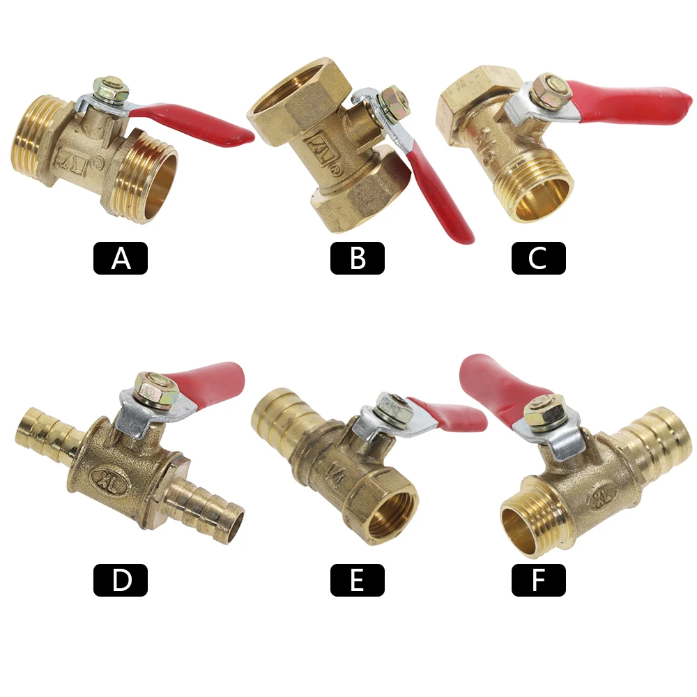 

Латунный запорный шаровой клапан для воды, воздуха, масла, газа, топливной линии, фитинги для труб, пневматический разъем, ручка контроллера, 6-12 мм, штуцер для шланга, встроенный