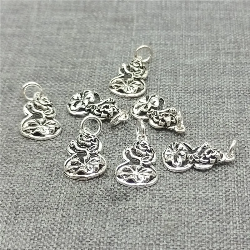 Breloques fleur de Lotus en argent Sterling 925, 10 pièces, avec forme de gourde pour Bracelet