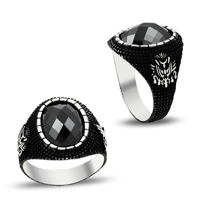 925 Silver Ottoman Logo Printed Traditional Ring for Man