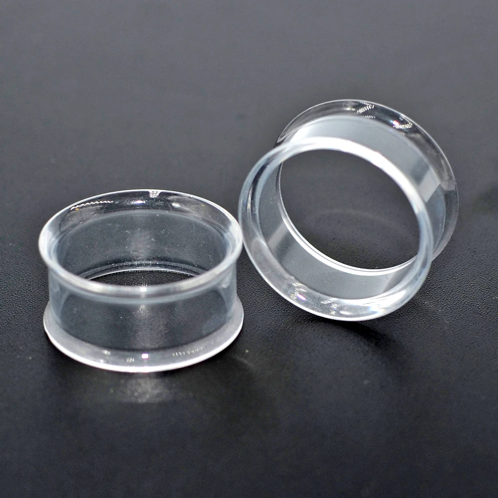 Pair Transparent &White&Black Color UV Acrylic Double Flared Ear Tunnel Expander Ear Plug Ear Gauges Body Piercing Jewelry