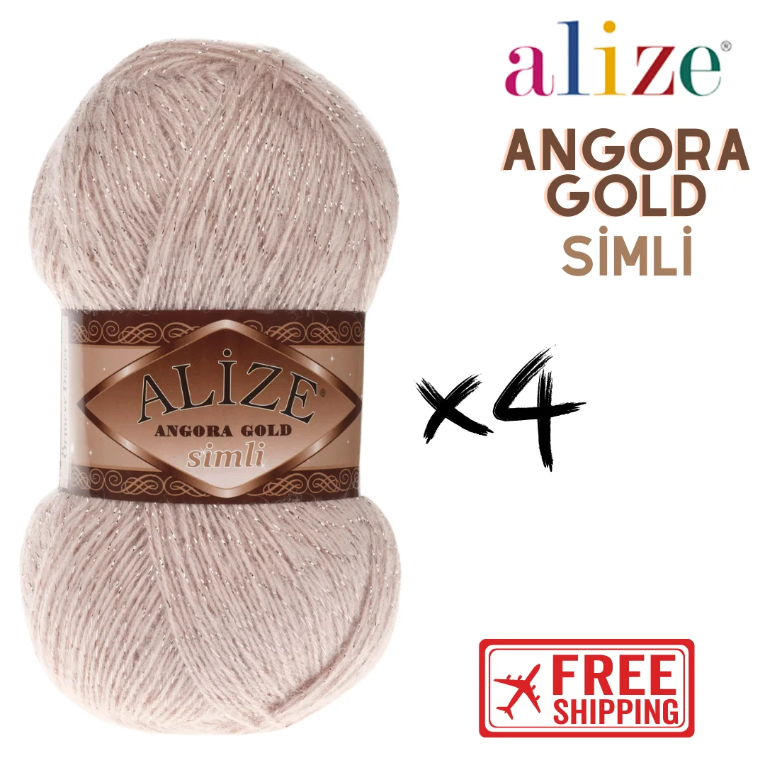 Alize Angora Gold Simli 1 PACK 4 BALLS FREE SHIPPING   80% acrylic, 20% wool. Yarn Blanket Wool Mohair  Autumn Winter,