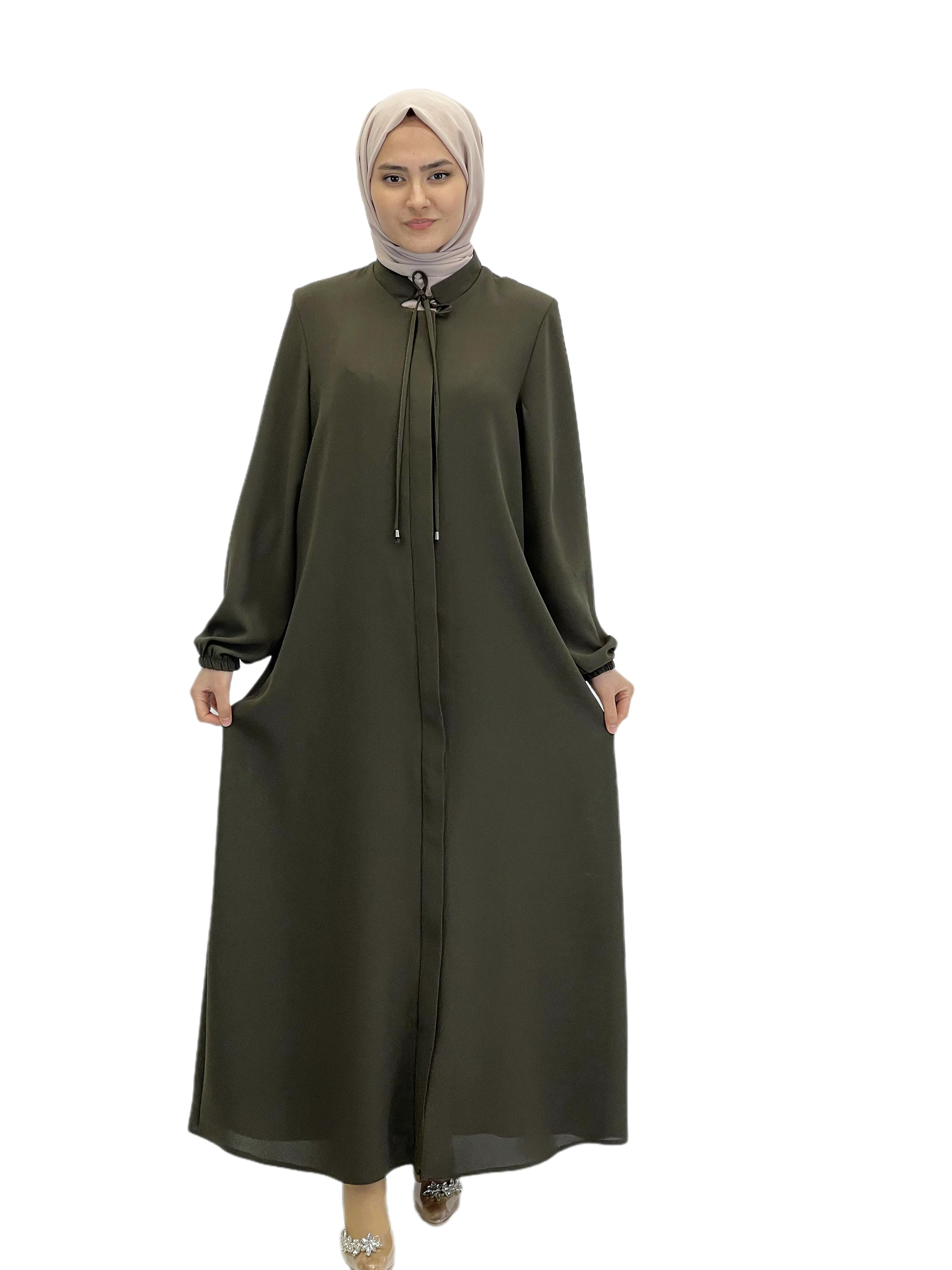 Maxi Dress Long Sleeve  Abaya for Muslim Dresses for Women Crepe Fabric Casual Clothes Hijab for Dubai Sport Abaya