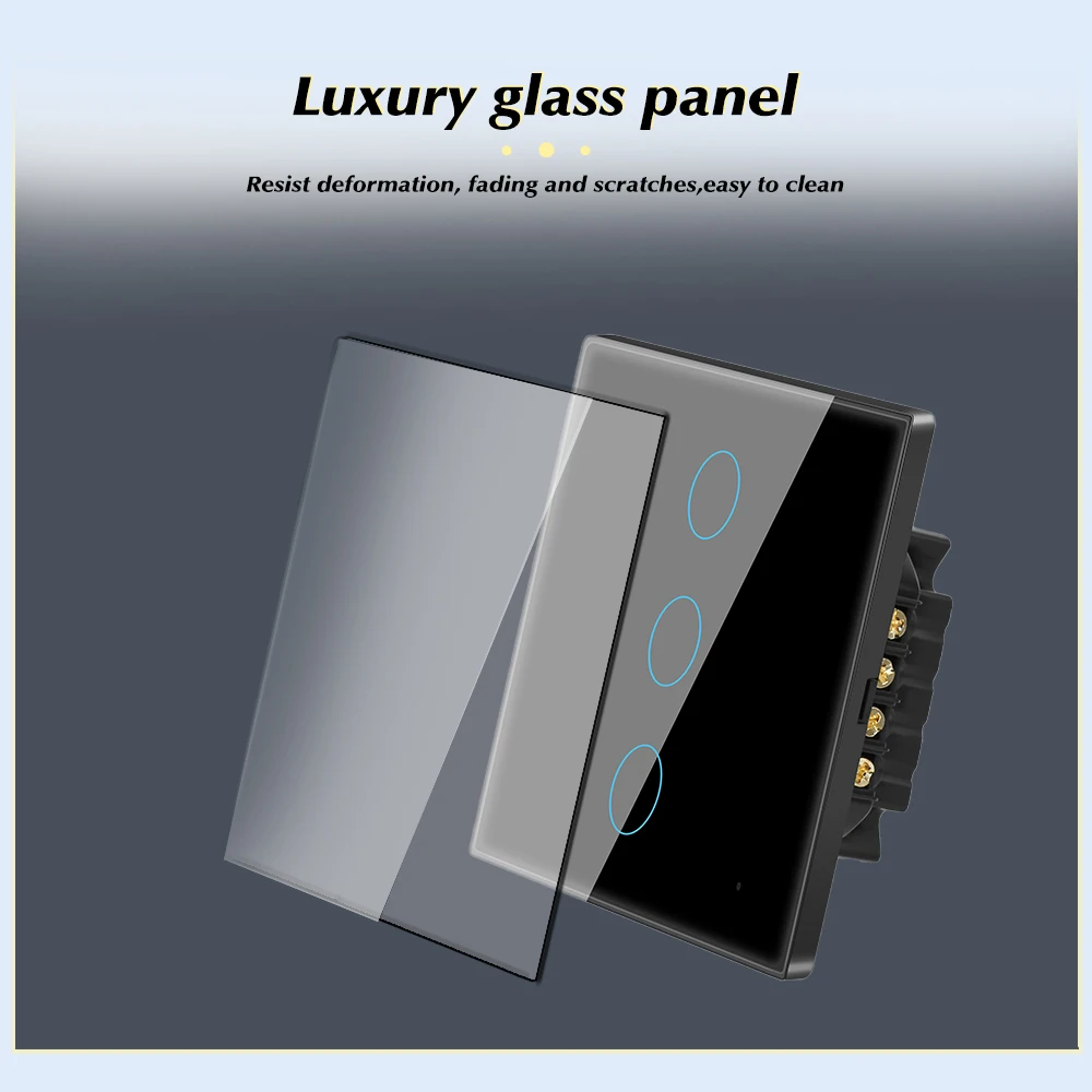 WiFi Smart Light Switch EU US AC100-250V Wall Glass Panel  Voice Control Timer Work With Tuya APP Alexa Yandex Alice Google Home