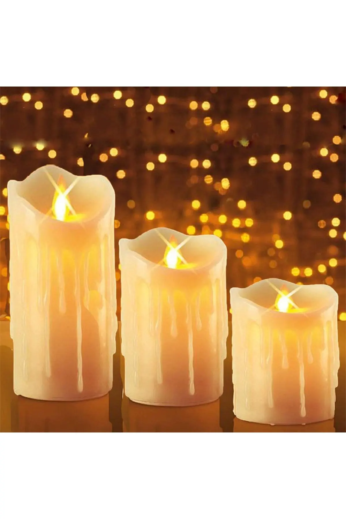 

Cream Melted Look Led Candle Battery Powered Moving Flame Decorative Household Products Gift Products Design Candle Holder