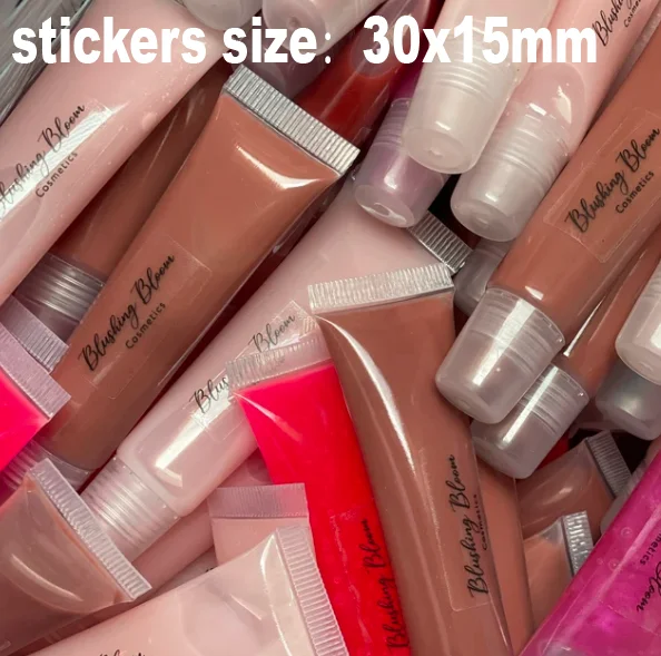 100PCS Clear Lip Gloss Labels Custom Logo Eyelash Stickers for Lip Stick DIY Personalized Transparent Chapstick Labels Lip Balm