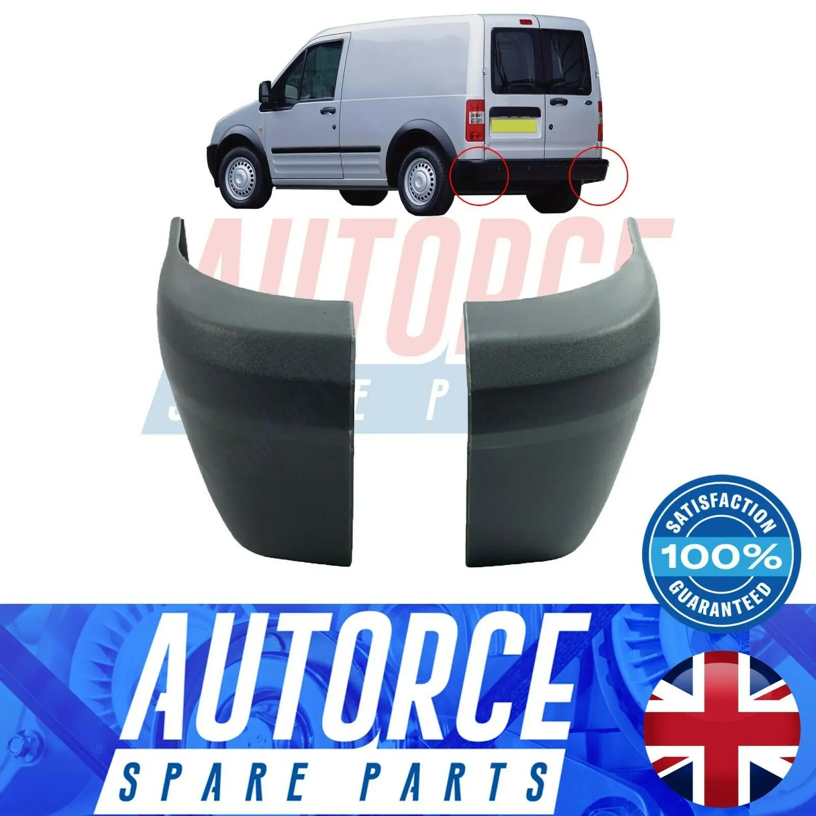 2X FOR FORD TRANSIT CONNECT TOURNEO CONNECT REAR BUMPER CORNER END CAP LEFT - RIGHT 1480538, 4374761, 4382284, 2T14 17926 ADYBB4