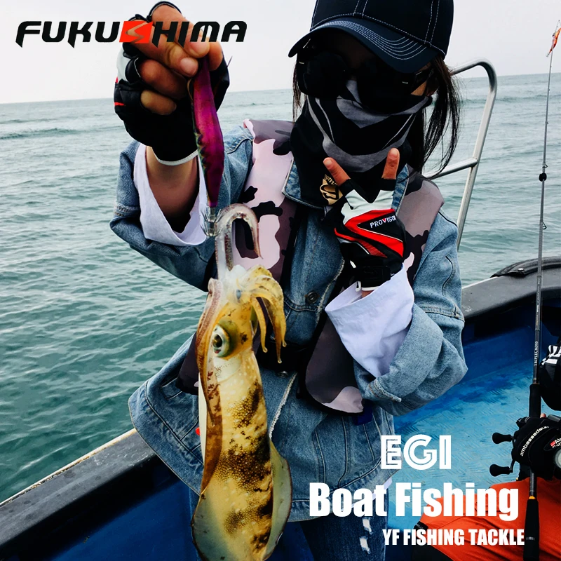 FUKUSHIMA 3.5 SQUID JIGS GLOW EGI LURE FISHING WOOD SHRIMP BAIT SHARP HOOKS 21GRAMS CUTTLEFISH OCTOPUS BOAT  AND ROCK FISHING