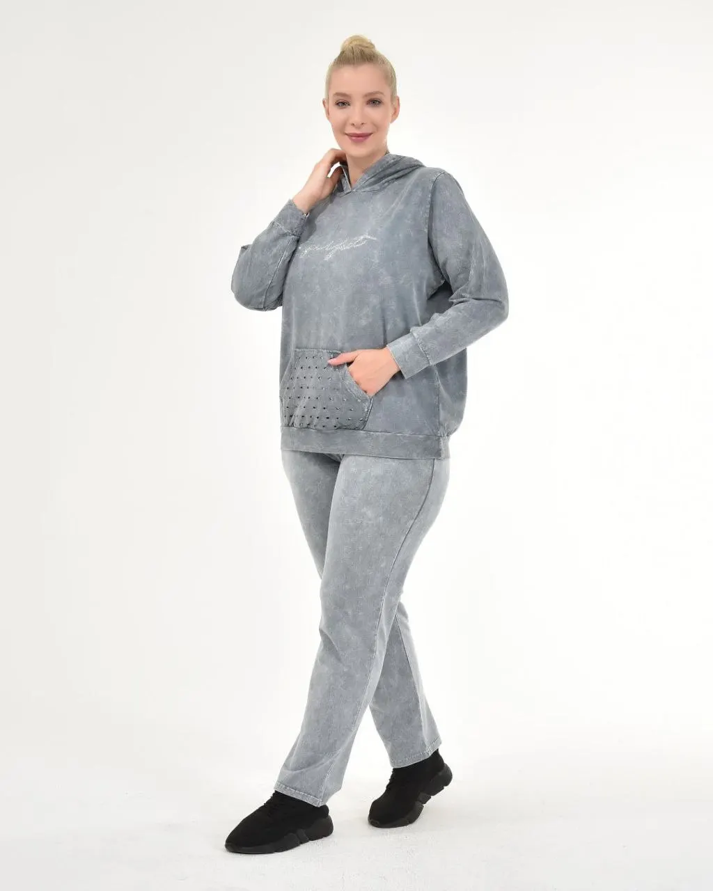 

Diaves Women Plus Size Autumn-Winter Fashion Hooded Sweatshirt and Pants 2 Pieces Casual Tracksuit Sets Turkish Quality