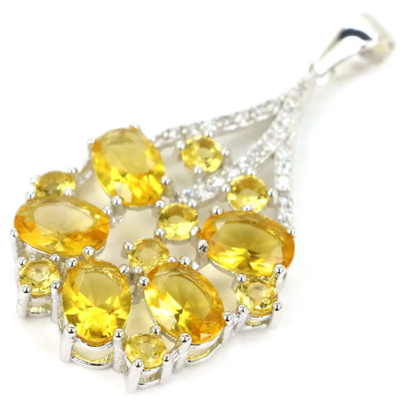 Buy 3 Get 1 Free 38x22mm 3.1g Luxury Citrine Blue Topaz Blood Ruby Iolite Pink Morganite CZ 925 Sterling Silver Pendant