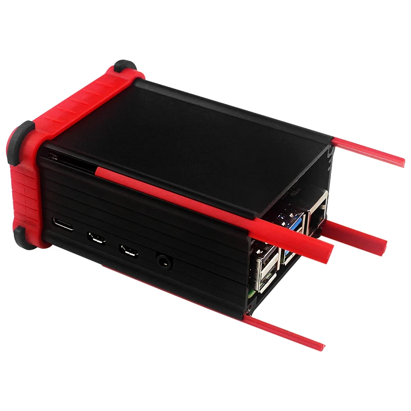 Raspberry Pi 4B Aluminum Alloy Case Active Passive Cooling Fan Thermal Pad Heat Dissipation Shell for Raspberry Pi 4 Model B