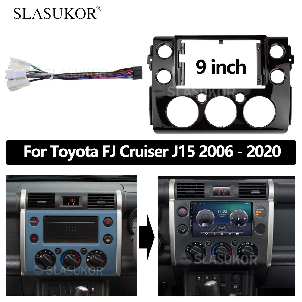 

9 INCH Android Audio Car frame Kit Cable Canbus Fascia Panel For Toyota FJ Cruiser J15 2006 - 2020 Big Screen Radio Audio Frame